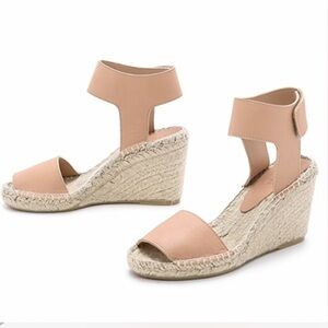 Vince Sophie Women's Nude Leather Wedge Espadrilles